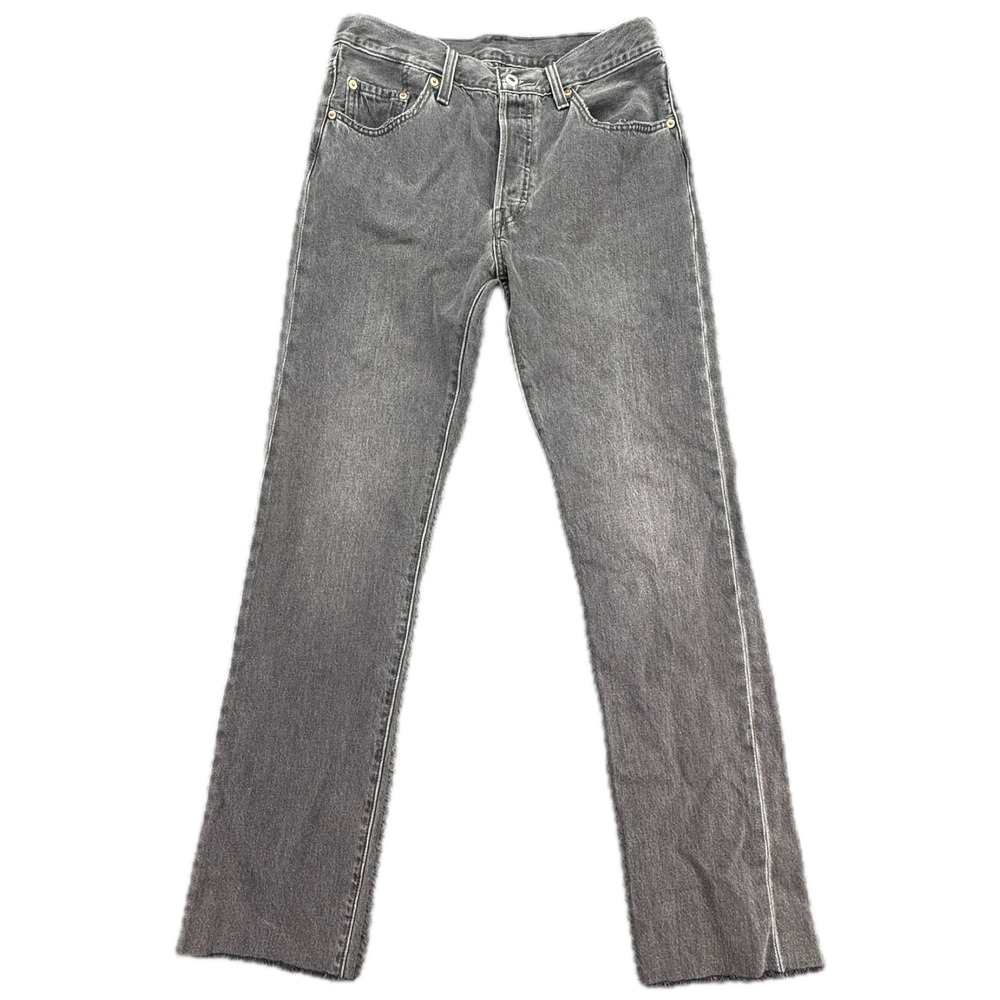 Levi's 501 Original Fit Jeans Mens 29x32 Faded Black Grey‎ Raw Hem 12501-0398
